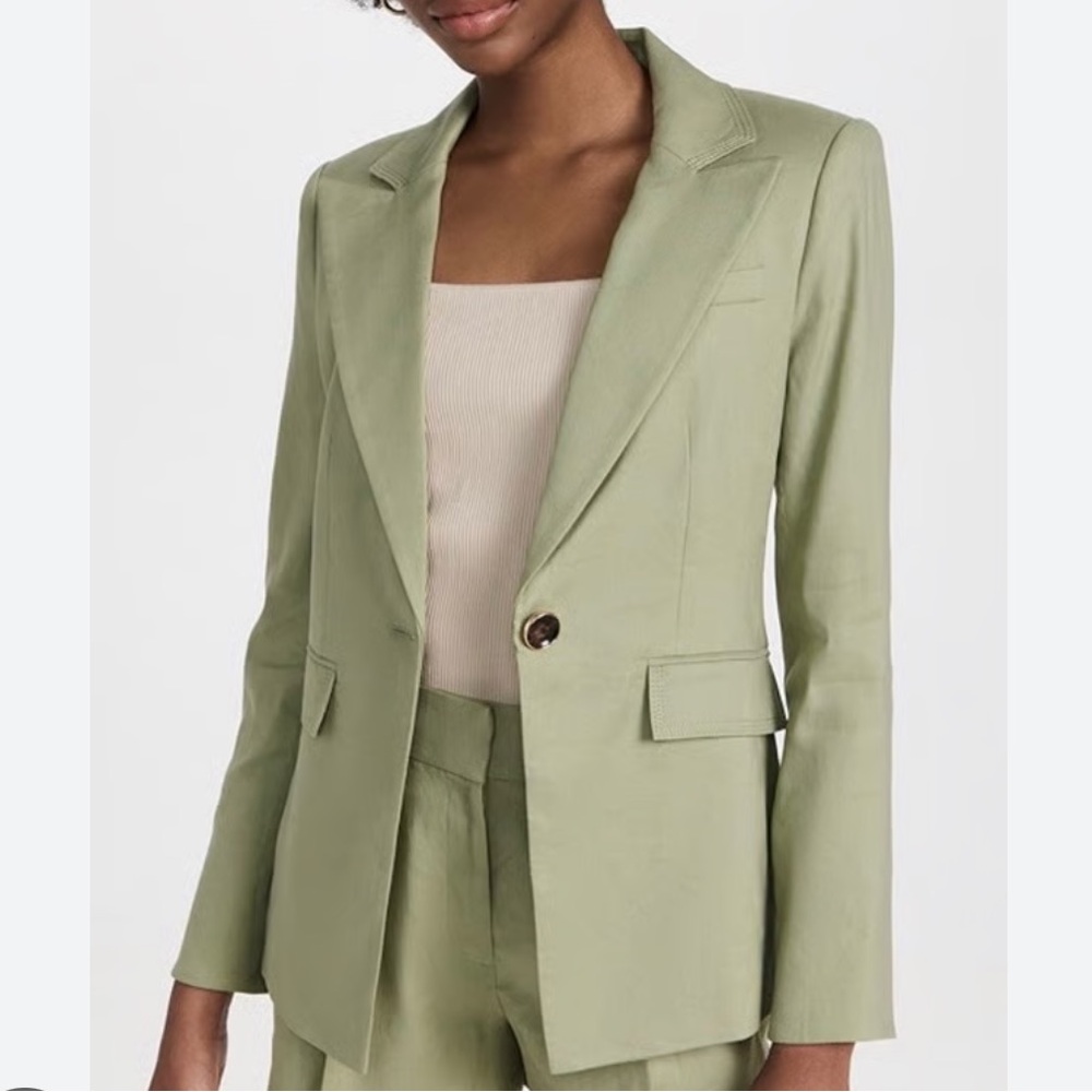 Veronica Beard Sedgwick Linen-Blend Dickey Jacket in Washed Sage
